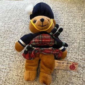 Keel Toys Bagpipe Bear Vintage Collectible Scottish Plaid Toy Unisex